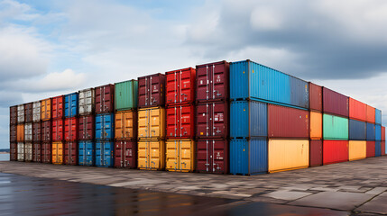 Fototapeta premium multicolored containers at a port for advertising and background Generative AI
