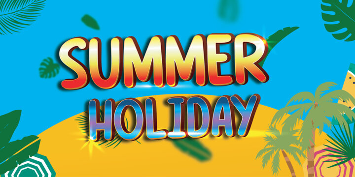 vector text effect template summer vacation and discount with beach background and holiday feel