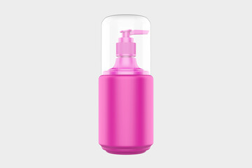 glossy plastic bottle with dispenser mockup for liquid soap shampoo shower gel lotion. 3d illustration
