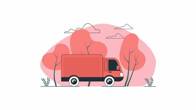 Flat Delivery Truck Animation