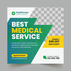 Medical health care social media post banner design template