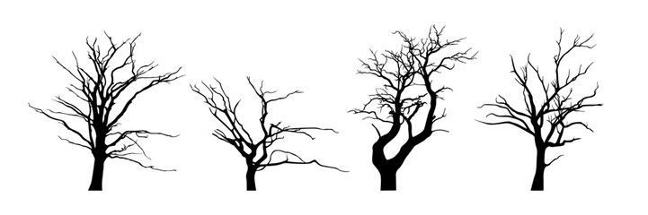 various dead tree silhouette collection