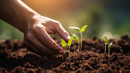 Nurturing Nature: Hand Cultivating Vegetable Seeds on Fertile Soil, Embracing the Essence of Gardening