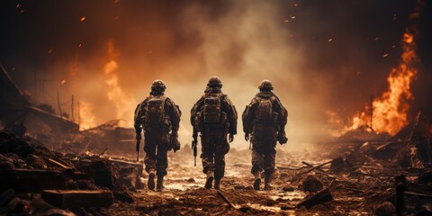 War special forces soldiers destroyed by bombs and smoke