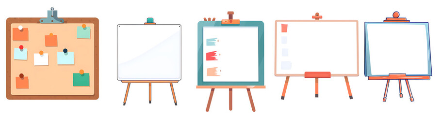 set of Whiteboard, bulletin board. generative ai