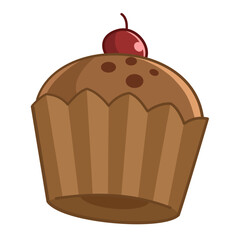 chocolate cupcake with cherry topping vector.