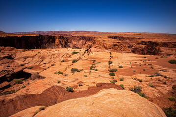 Red rock canyon panoramic landscape. Canyon National Park. View of a desert mountain. Famous...