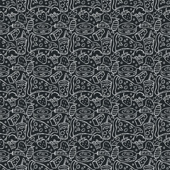 Seamless food pattern. Doodle food background