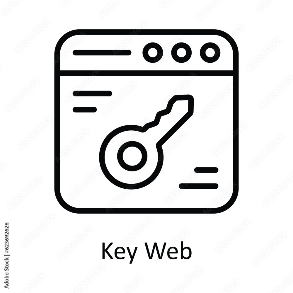 Poster key web vector outline icon design illustration. cyber security symbol on white background eps 10 fi