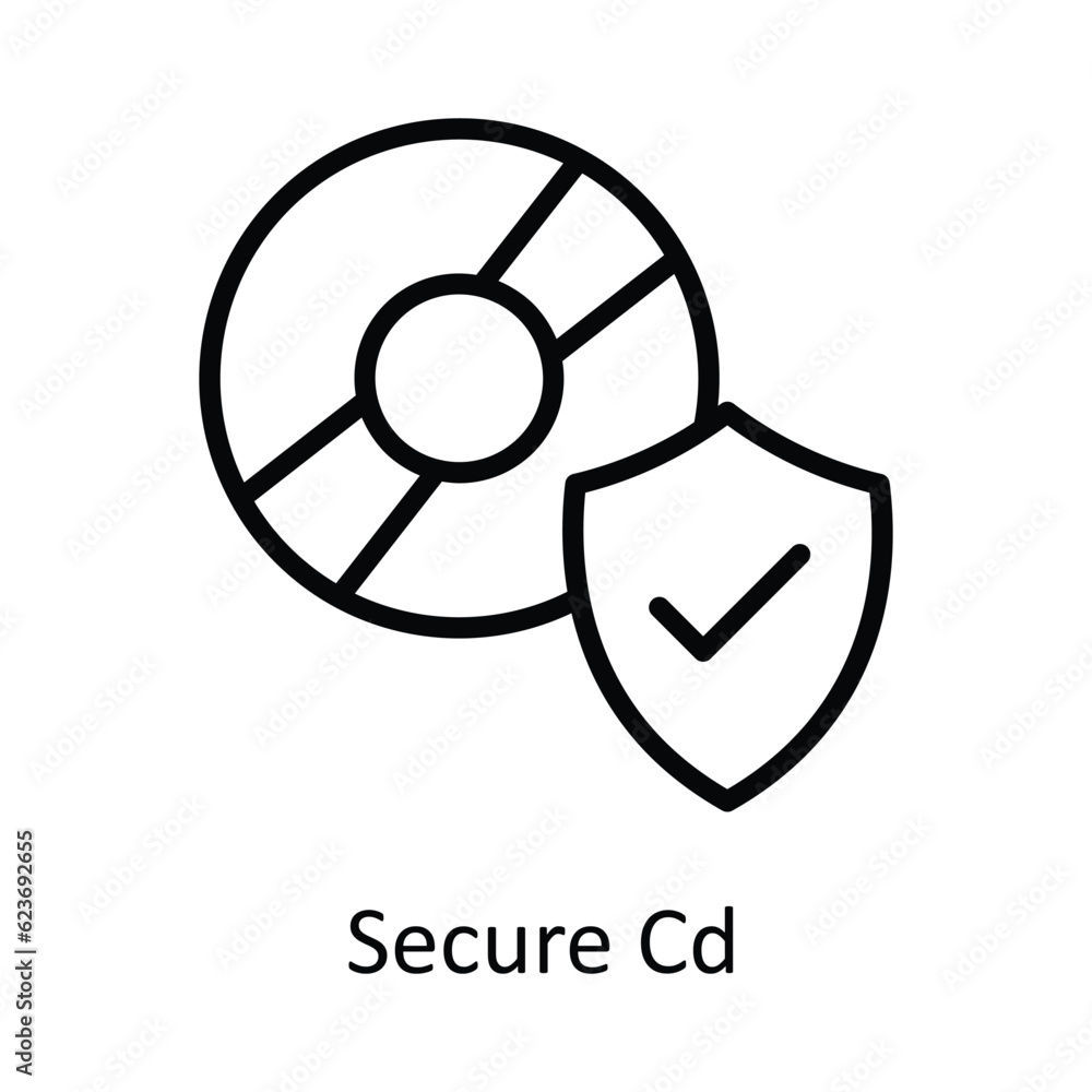 Poster secure cd vector outline icon design illustration. cyber security symbol on white background eps 10 