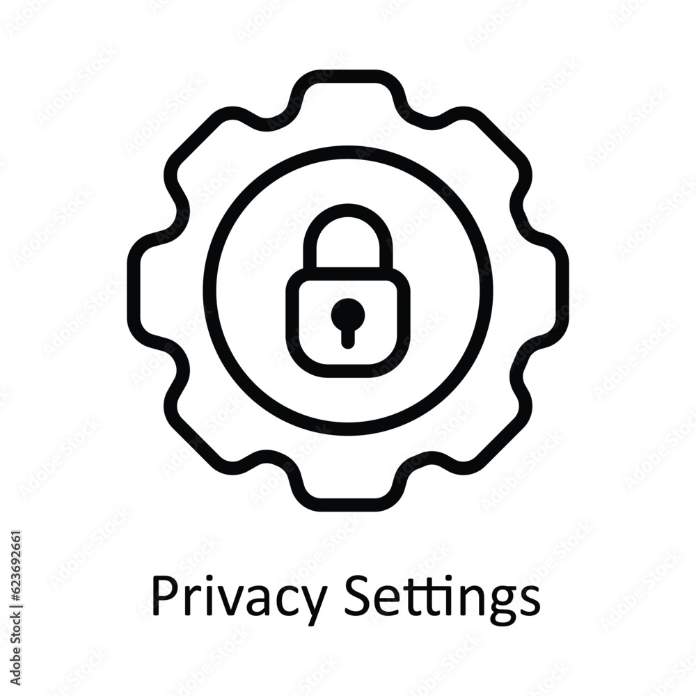 Poster privacy settings vector outline icon design illustration. cyber security symbol on white background 