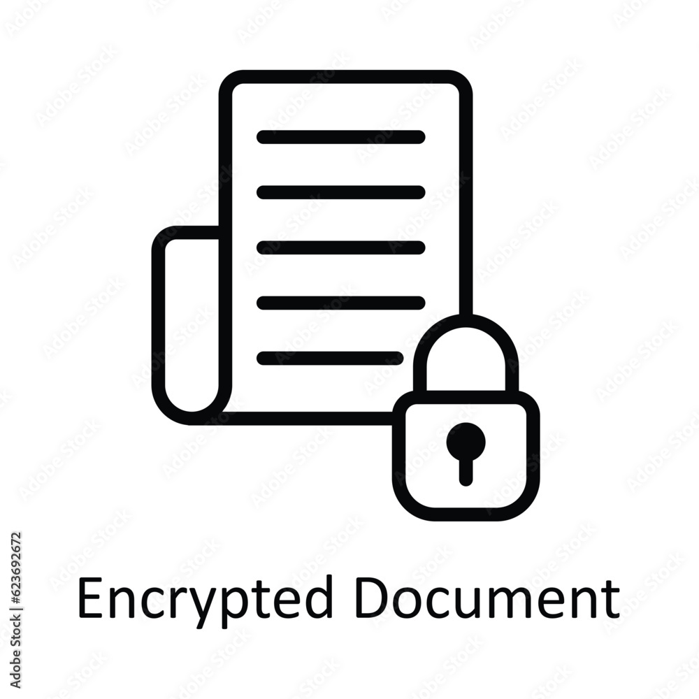Aufkleber encrypted document vector outline icon design illustration. cyber security symbol on white backgroun