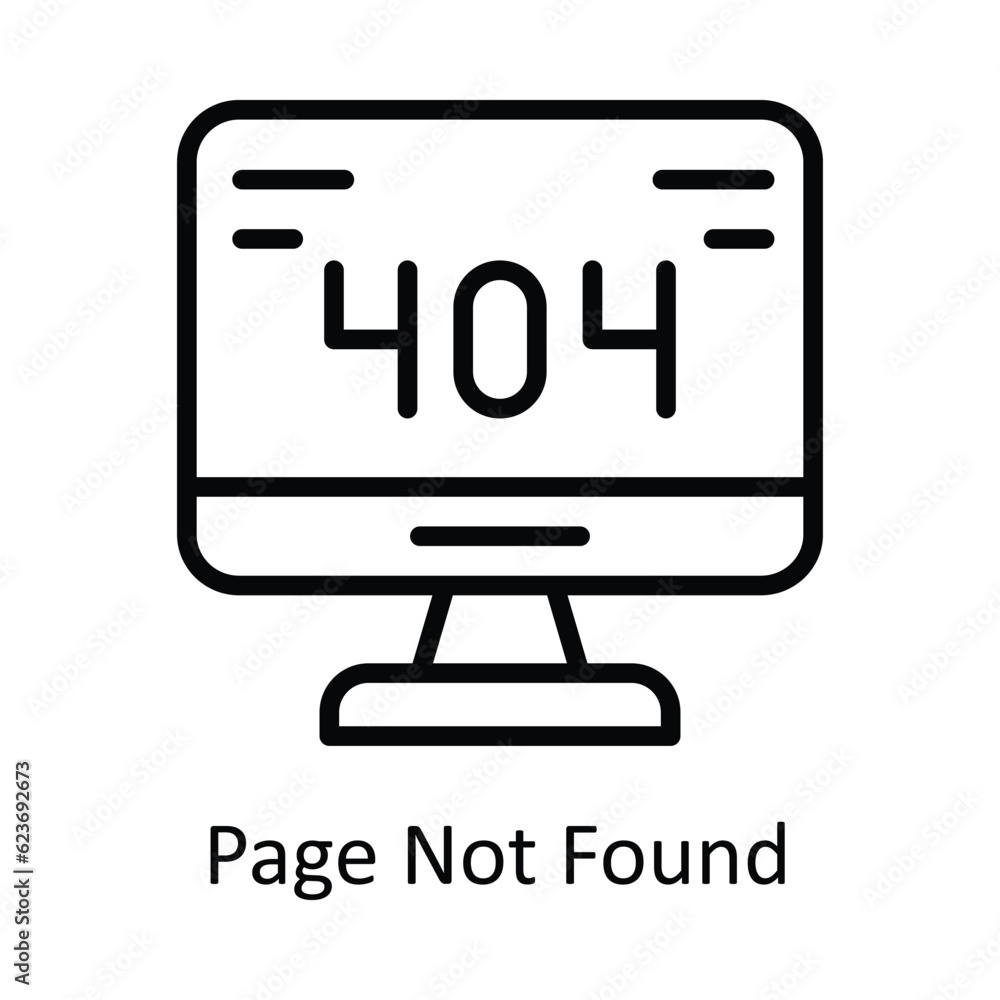Aufkleber page not found vector outline icon design illustration. cyber security symbol on white background ep