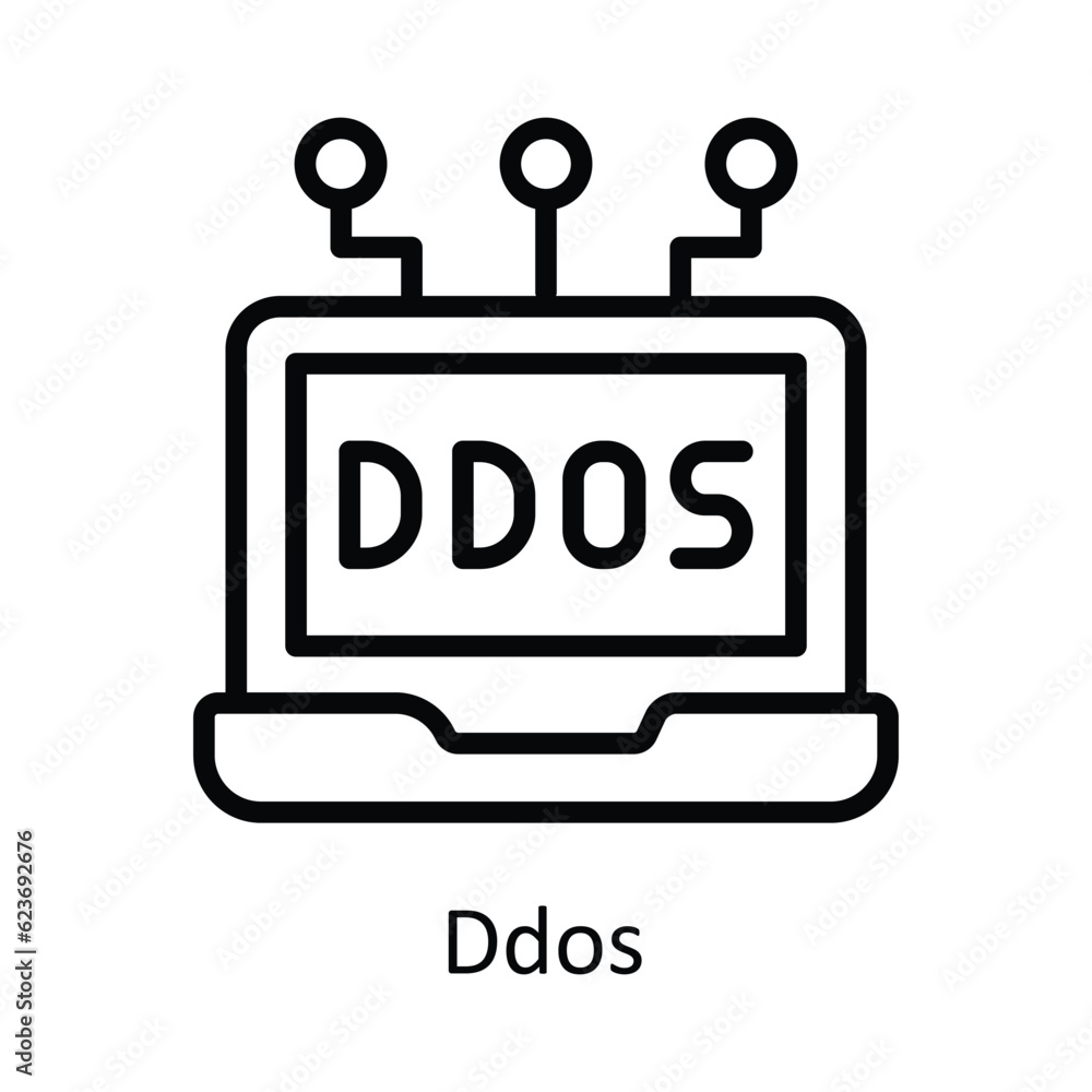 Poster ddos vector outline icon design illustration. cyber security symbol on white background eps 10 file