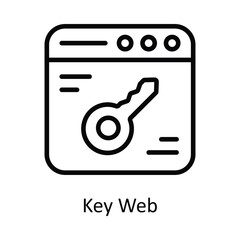 Key Web Vector  outline Icon Design illustration. Cyber security  Symbol on White background EPS 10 File