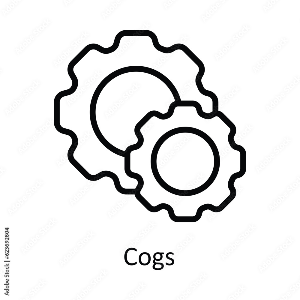 Poster cogs vector outline icon design illustration. cyber security symbol on white background eps 10 file