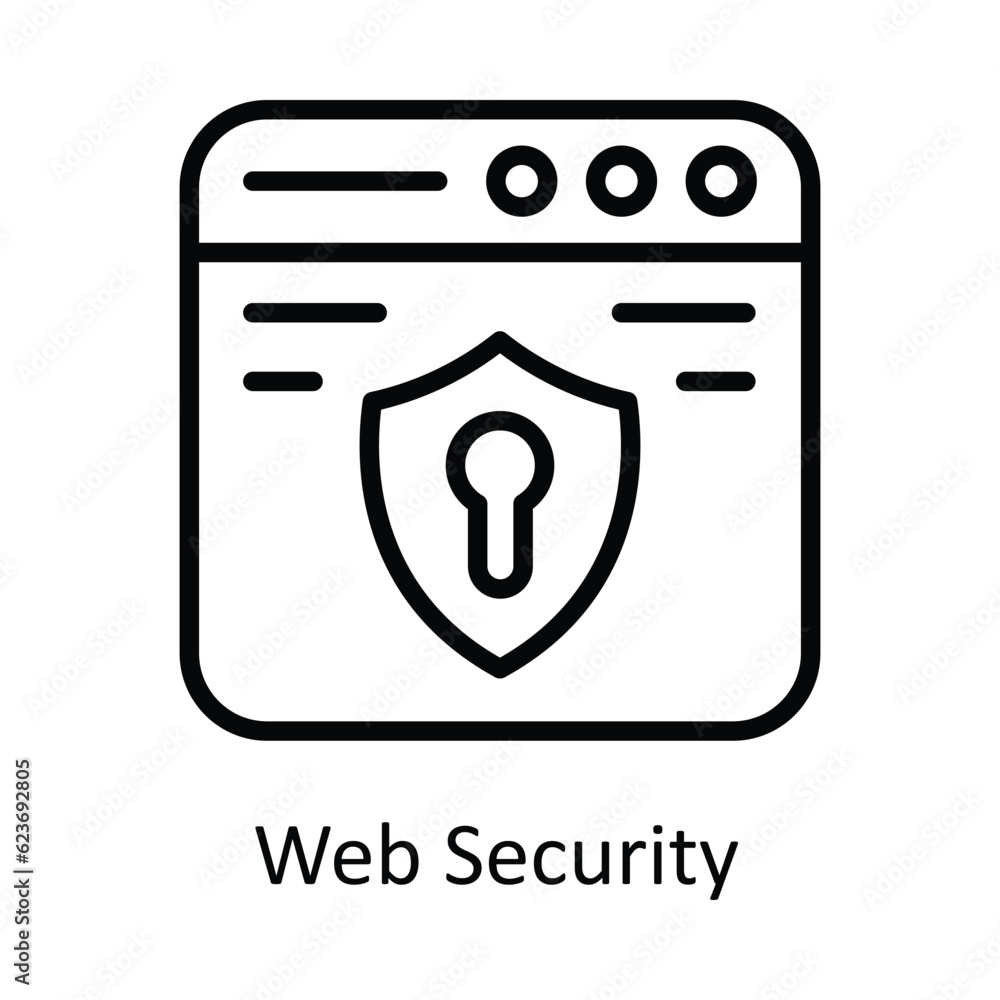 Poster web security vector outline icon design illustration. cyber security symbol on white background eps 