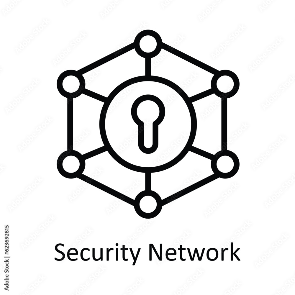 Poster security network vector outline icon design illustration. cyber security symbol on white background 
