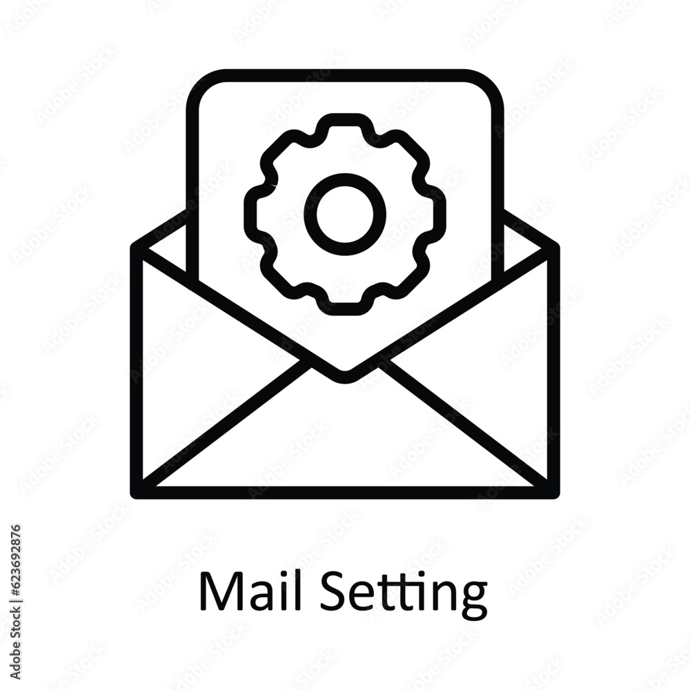 Poster mail setting vector outline icon design illustration. cyber security symbol on white background eps 