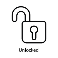 Unlocked Vector  outline Icon Design illustration. Cyber security  Symbol on White background EPS 10 File