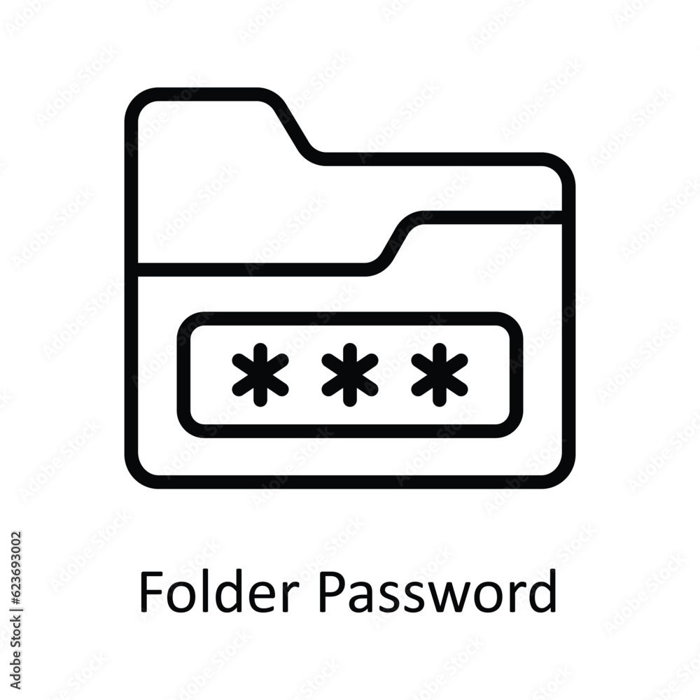 Poster folder password vector outline icon design illustration. cyber security symbol on white background e