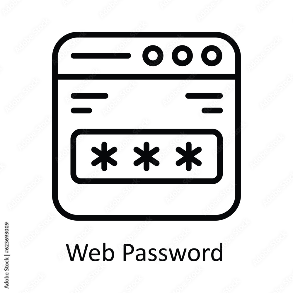 Poster web password vector outline icon design illustration. cyber security symbol on white background eps 
