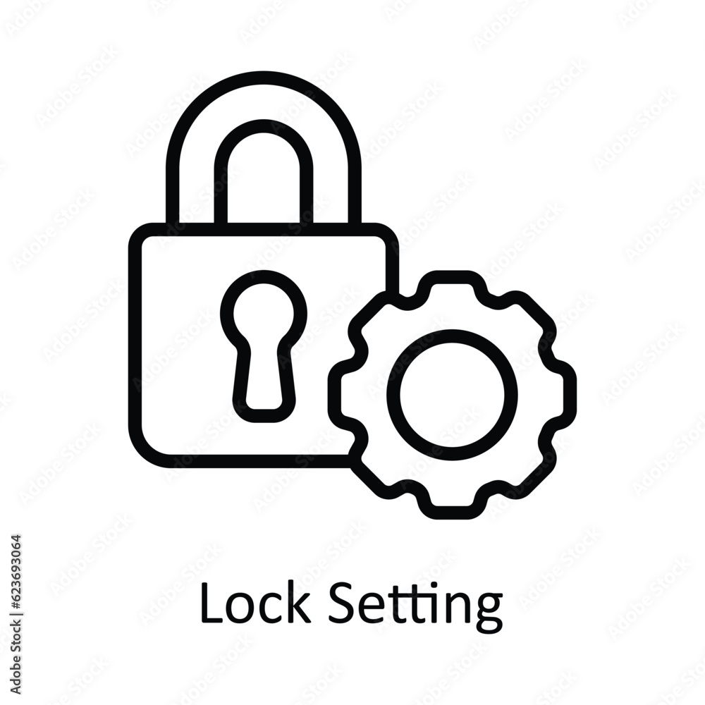 Poster lock setting vector outline icon design illustration. cyber security symbol on white background eps 