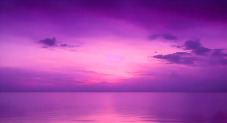 natural atmospheric seascape with purple sunset