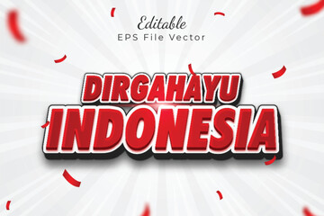 3D vector indonesia independence day editable text effect template