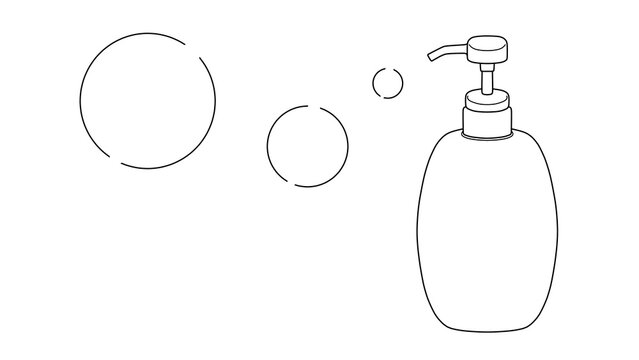 recommend clip art: 泡とプラスチック製のパンプ式ボトルの線画