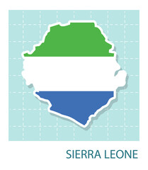 Stickers of Sierra Leone map with flag pattern in frame.