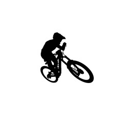 Bikers in action. Bikern silhouette. Black and white biker illustration.