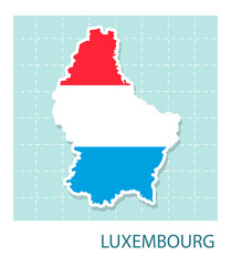 Stickers of Luxembourg map with flag pattern in frame.