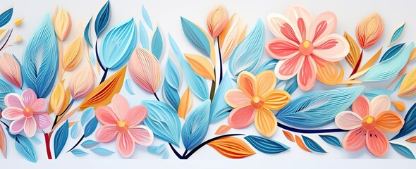 Fototapeta na wymiar flowers and foliage colorful pattern spring summer background