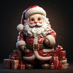 Illustration of a Santa Claus with a Christmas background, AI Generated