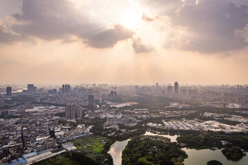 cityscape of guangzhou at dusk