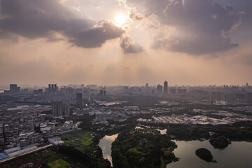 cityscape of guangzhou at dusk