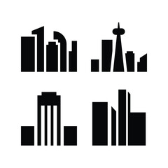 Modern building landscape silhouette outline logo background