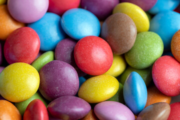 Multicolored chocolates with chocolate filling