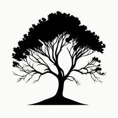 Obraz premium Tree silhouette isolated on white background. Vector illustration. Eps 10.