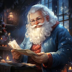 Obraz premium Illustration of a Santa Claus with a Christmas background, AI Generated