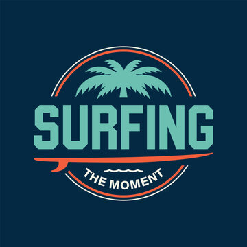 vintage simple vector illustration of california surf theme with typography for t-shirt print, logo and more