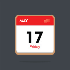 friday 17 may icon with black background, calender icon	