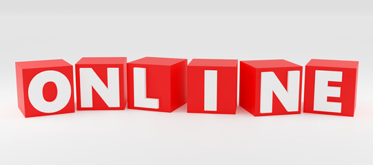 3d Concrete sign Online on grey background. Sales promotional concept