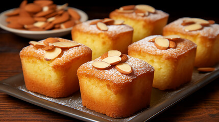 Financiers Kleine französische Mandelkuchen in rechteckiger Form with Generative AI