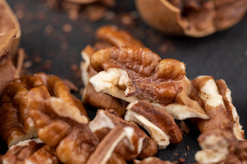 fresh crop of pecans on the surface