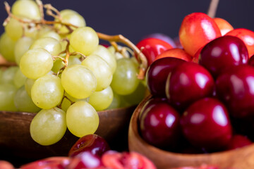 Sweet fresh cherries with other products