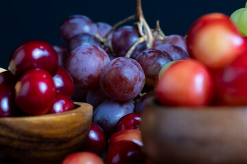 Large ripe grapes on the table