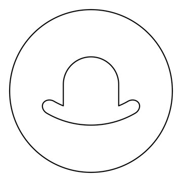 recommend clip art: Old hat vintage bowler gentleman headwear male elegant fedora homburg-hat stingy brim top-hat icon in circle round black color vector illustration image outline contour line thin style