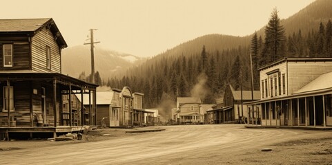 A Glimpse into the Past: Vintage Architecture in an Alaskan Gold Rush Town, generative ai - obrazy, fototapety, plakaty